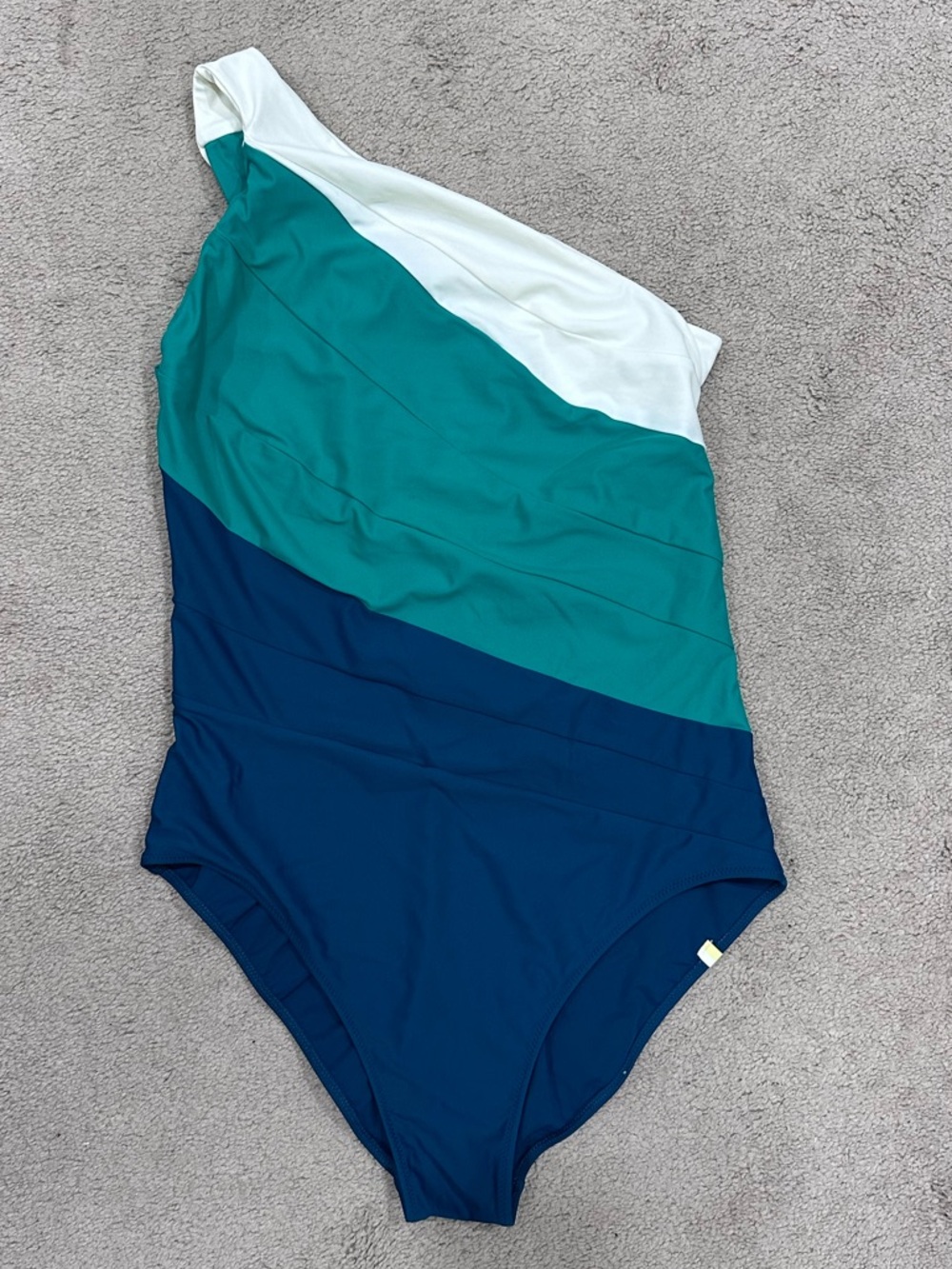 summersalt One-Shoulder Colorblock One-Piece Swimsuit in White, Teal, Navy